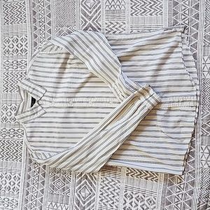 Calvin Klein jeans brand long sleeve button down shirt white and grey medium